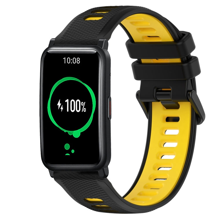 For Honor Watch ES 20mm Sports Two-Color Silicone Watch Band(Black+Yellow) - Smart Wear by PMC TechLife | Online Shopping South Africa | PMC TechLife