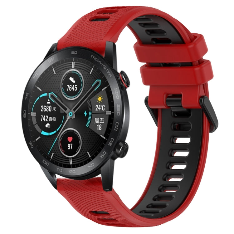 For Honor Magic Watch2 42mm 20mm Sports Two-Color Silicone Watch Band(Red+Black) - Smart Wear by PMC TechLife | Online Shopping South Africa | PMC TechLife