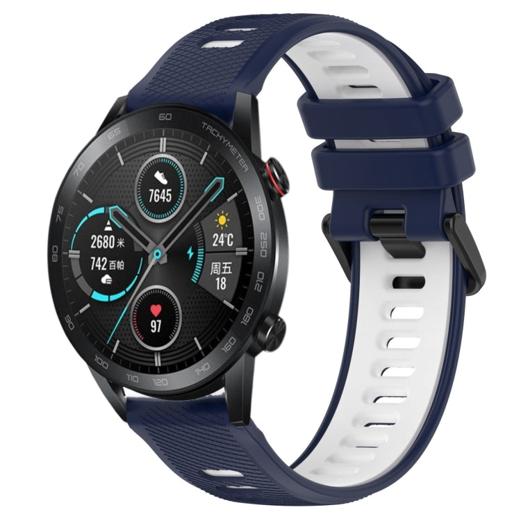 For Honor Magic Watch2 42mm 20mm Sports Two-Color Silicone Watch Band(Midnight Blue+White) -  by PMC TechLife | Online Shopping South Africa | PMC TechLife