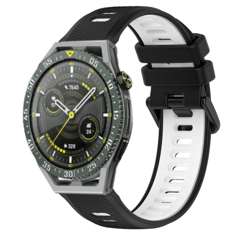 For Huawei Watch GT3 SE 22mm Sports Two-Color Silicone Watch Band(Black+White) - Smart Wear by PMC TechLife | Online Shopping South Africa | PMC TechLife
