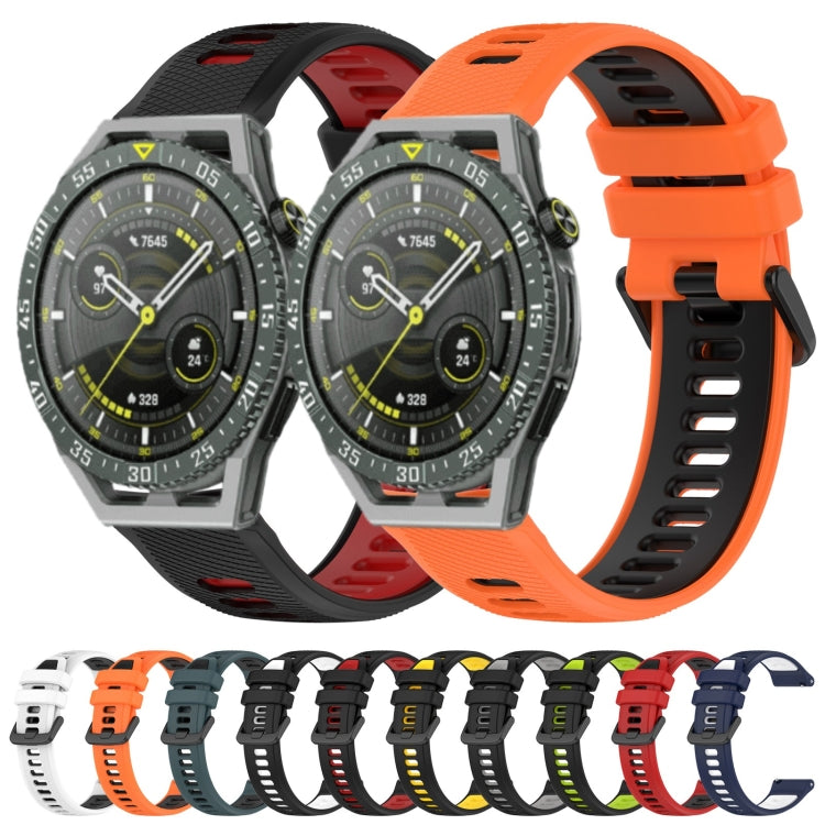 For Honor Watch GS Pro 22mm Sports Two-Color Silicone Watch Band(Midnight Blue+White) - Smart Wear by PMC TechLife | Online Shopping South Africa | PMC TechLife