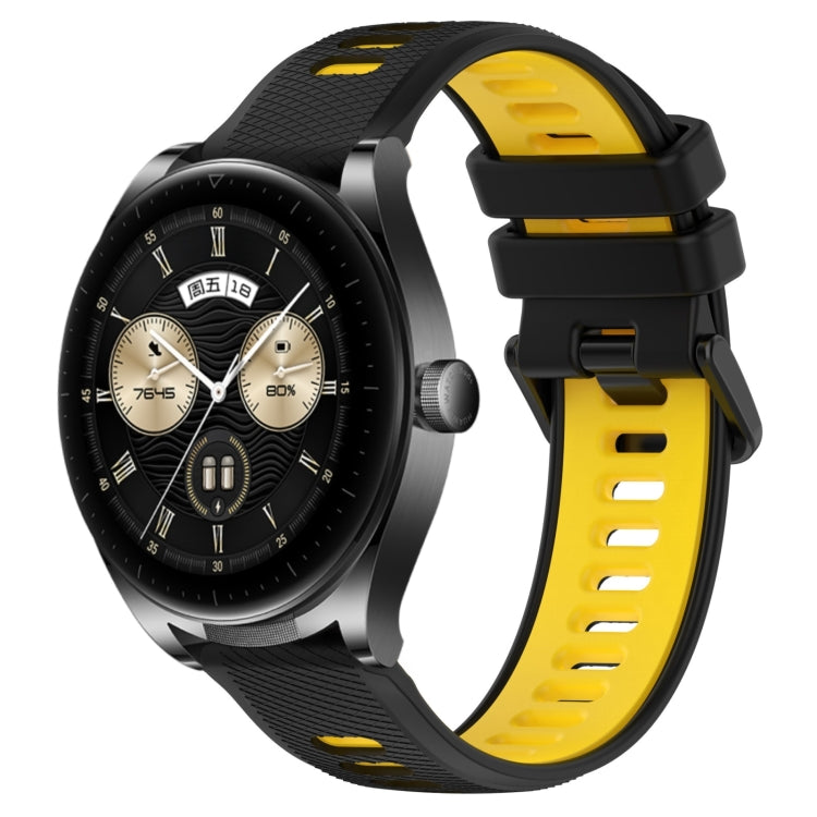 For Huawei Watch Buds 22mm Sports Two-Color Silicone Watch Band(Black+Yellow) - Smart Wear by PMC TechLife | Online Shopping South Africa | PMC TechLife