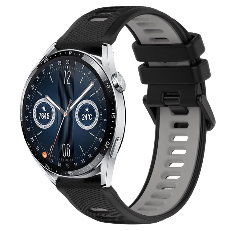 For Huawei Watch GT3 46mm 22mm Sports Two-Color Silicone Watch Band(Black+Grey) - Smart Wear by PMC TechLife | Online Shopping South Africa | PMC TechLife
