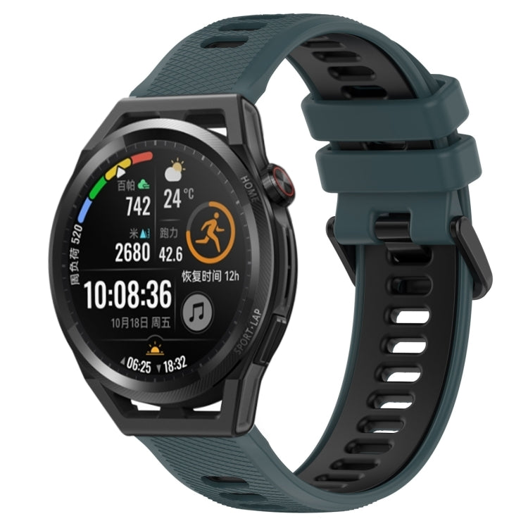 For Huawei Watch GT Runner 22mm Sports Two-Color Silicone Watch Band(Olive Green+Black) - Smart Wear by PMC TechLife | Online Shopping South Africa | PMC TechLife