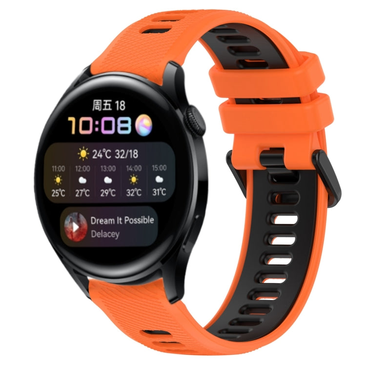 For Huawei Watch 3 22mm Sports Two-Color Silicone Watch Band(Orange+Black) - Smart Wear by PMC TechLife | Online Shopping South Africa | PMC TechLife