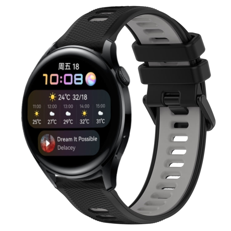 For Huawei Watch 3 22mm Sports Two-Color Silicone Watch Band(Black+Grey) - Smart Wear by PMC TechLife | Online Shopping South Africa | PMC TechLife