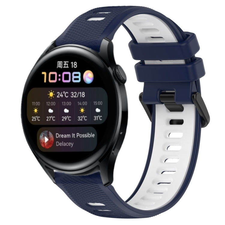For Huawei Watch 3 22mm Sports Two-Color Silicone Watch Band(Midnight Blue+White) - Smart Wear by PMC TechLife | Online Shopping South Africa | PMC TechLife