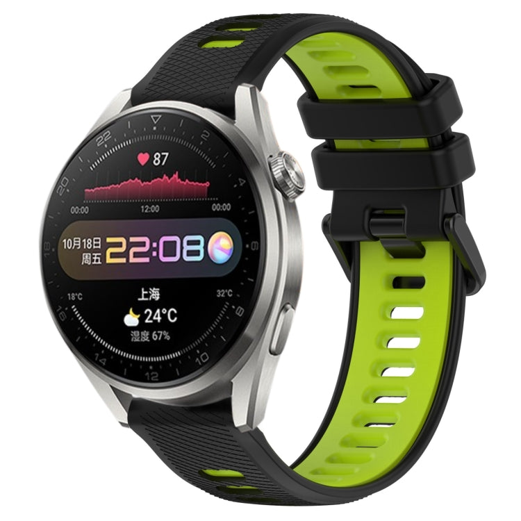 For Huawei Watch 3 Pro 22mm Sports Two-Color Silicone Watch Band(Black+Green) - Smart Wear by PMC TechLife | Online Shopping South Africa | PMC TechLife