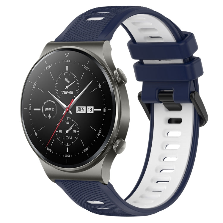For Huawei GT2 Pro 22mm Sports Two-Color Silicone Watch Band(Midnight Blue+White) - Smart Wear by PMC TechLife | Online Shopping South Africa | PMC TechLife