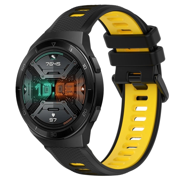 For Huawei Watch GT 2E 22mm Sports Two-Color Silicone Watch Band(Black+Yellow) - Smart Wear by PMC TechLife | Online Shopping South Africa | PMC TechLife
