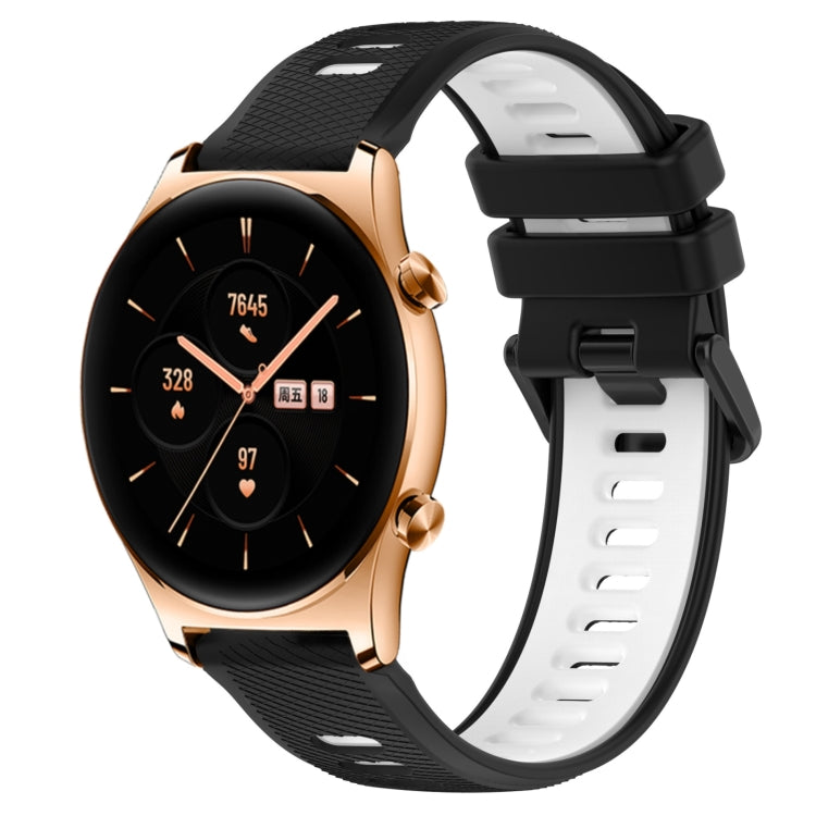 For Honor Watch GS 3 22mm Sports Two-Color Silicone Watch Band(Black+White) - Smart Wear by PMC TechLife | Online Shopping South Africa | PMC TechLife