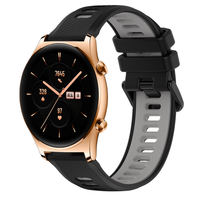 For Honor Watch GS 3 22mm Sports Two-Color Silicone Watch Band(Black+Grey) -  by PMC TechLife | Online Shopping South Africa | PMC TechLife