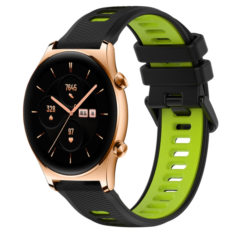 For Honor Watch GS 3 22mm Sports Two-Color Silicone Watch Band(Black+Green) - Smart Wear by PMC TechLife | Online Shopping South Africa | PMC TechLife
