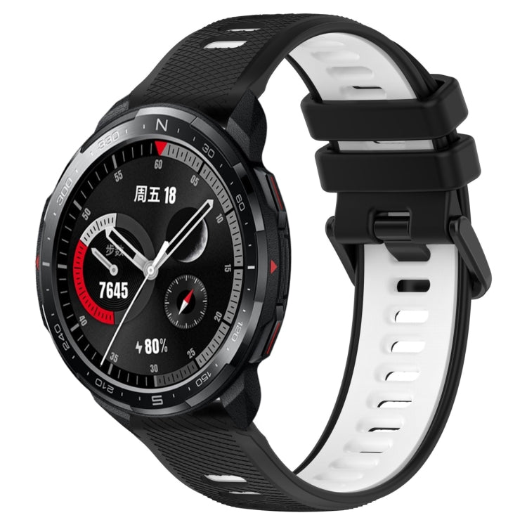 For Honor Watch GS Pro 22mm Sports Two-Color Silicone Watch Band(Black+White) - Smart Wear by PMC TechLife | Online Shopping South Africa | PMC TechLife