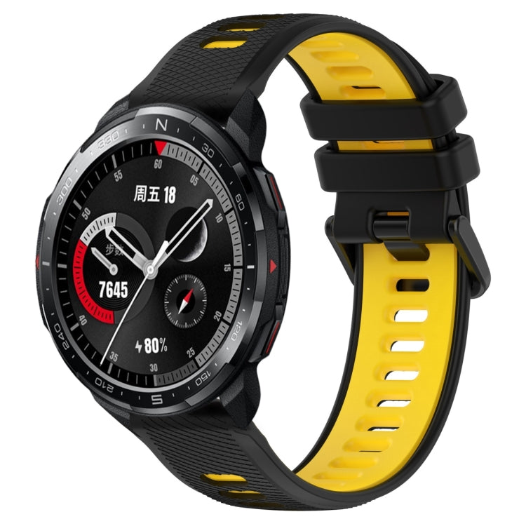 For Honor Watch GS Pro 22mm Sports Two-Color Silicone Watch Band(Black+Yellow) - Smart Wear by PMC TechLife | Online Shopping South Africa | PMC TechLife