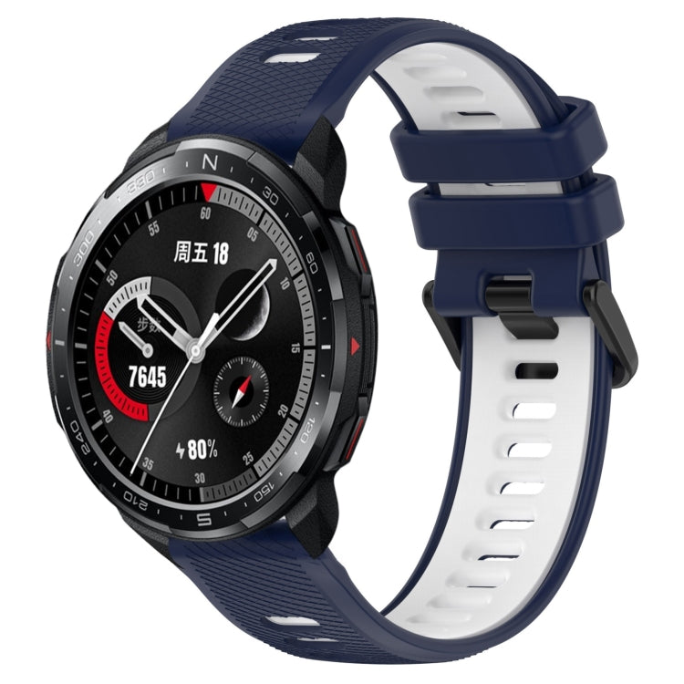 For Honor Watch GS Pro 22mm Sports Two-Color Silicone Watch Band(Midnight Blue+White) - Smart Wear by PMC TechLife | Online Shopping South Africa | PMC TechLife