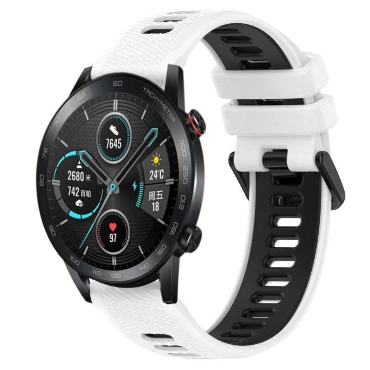 For Honor Magic Watch 2 46mm 22mm Sports Two-Color Silicone Watch Band(White+Black) - Smart Wear by PMC TechLife | Online Shopping South Africa | PMC TechLife