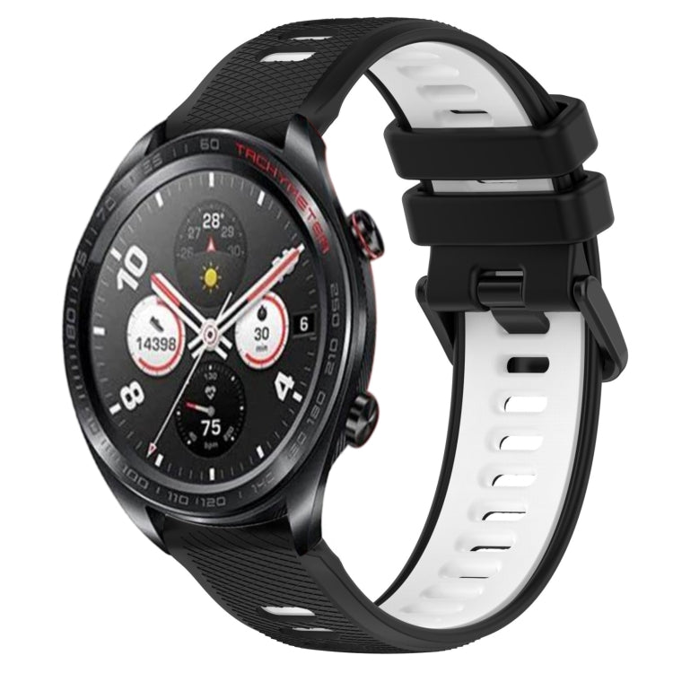 For Honor Watch Dream 22mm Sports Two-Color Silicone Watch Band(Black+White) - Smart Wear by PMC TechLife | Online Shopping South Africa | PMC TechLife