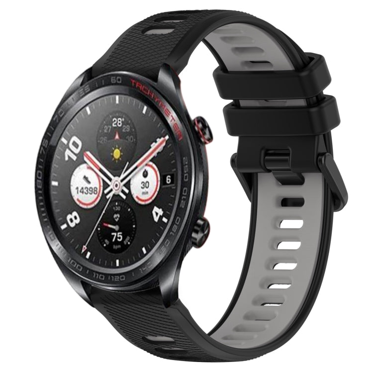 For Honor Watch Dream 22mm Sports Two-Color Silicone Watch Band(Black+Grey) - Smart Wear by PMC TechLife | Online Shopping South Africa | PMC TechLife