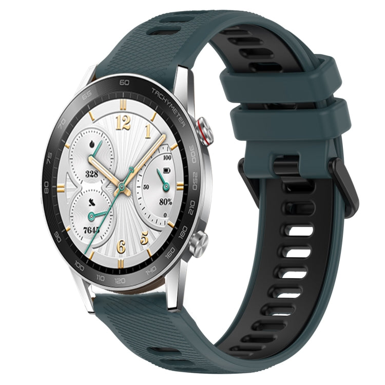 For Honor Watch GS 3i 22mm Sports Two-Color Silicone Watch Band(Olive Green+Black) - Smart Wear by PMC TechLife | Online Shopping South Africa | PMC TechLife
