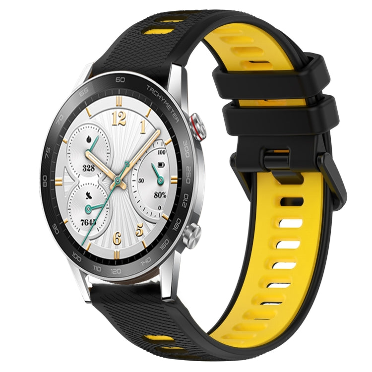 For Honor Watch GS 3i 22mm Sports Two-Color Silicone Watch Band(Black+Yellow) - Smart Wear by PMC TechLife | Online Shopping South Africa | PMC TechLife