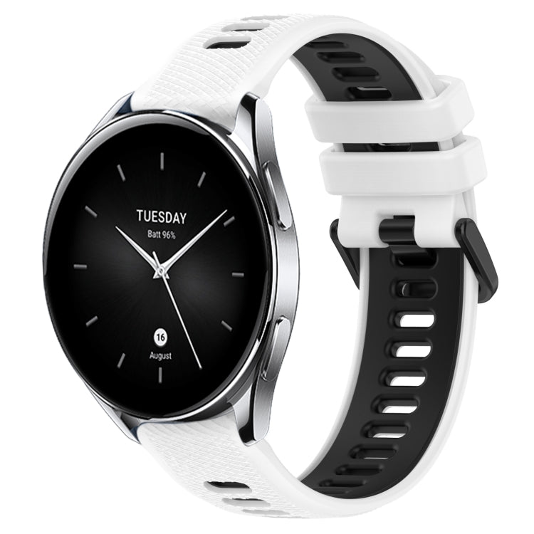 For Xiaomi Watch S2 42mm 22mm Sports Two-Color Silicone Watch Band(White+Black) - Smart Wear by PMC TechLife | Online Shopping South Africa | PMC TechLife