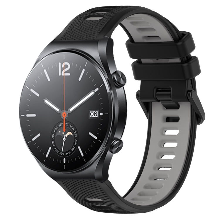 For Xiaomi MI Watch S1 22mm Sports Two-Color Silicone Watch Band(Black+Grey) - Smart Wear by PMC TechLife | Online Shopping South Africa | PMC TechLife