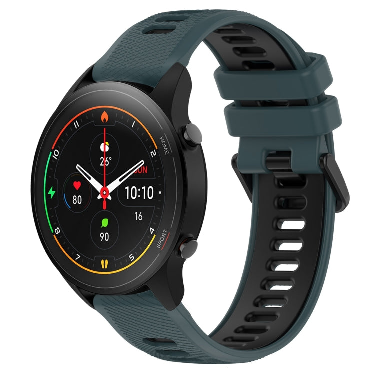 For Xiaomi MI Watch S1 Pro 22mm Sports Two-Color Silicone Watch Band(Olive Green+Black) - Smart Wear by PMC TechLife | Online Shopping South Africa | PMC TechLife