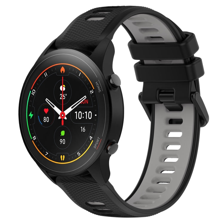 For Xiaomi MI Watch S1 Pro 22mm Sports Two-Color Silicone Watch Band(Black+Grey) - Smart Wear by PMC TechLife | Online Shopping South Africa | PMC TechLife