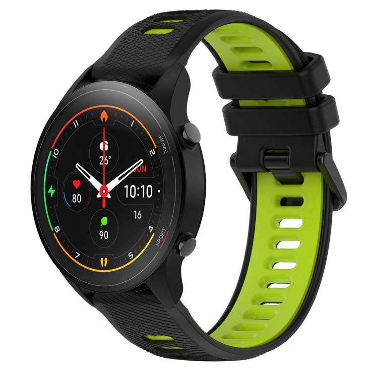 For Xiaomi MI Watch S1 Pro 22mm Sports Two-Color Silicone Watch Band(Black+Green) - Watch Bands by PMC TechLife | Online Shopping South Africa | PMC TechLife