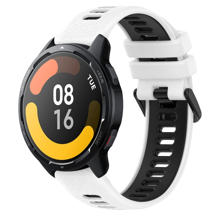 For Xiaomi Watch S1 Active 22mm Sports Two-Color Silicone Watch Band(White+Black) - Smart Wear by PMC TechLife | Online Shopping South Africa | PMC TechLife