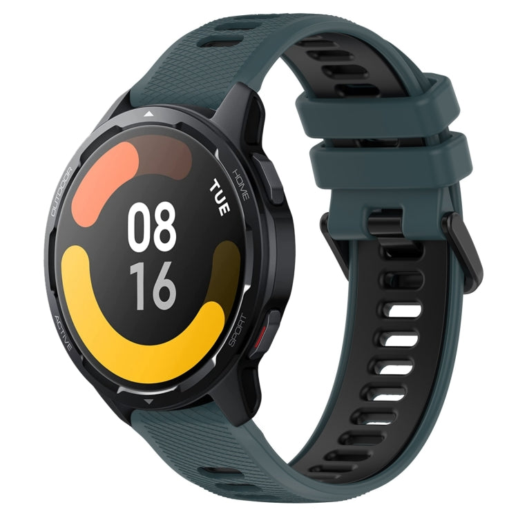 For Xiaomi Watch S1 Active 22mm Sports Two-Color Silicone Watch Band(Olive Green+Black) - Smart Wear by PMC TechLife | Online Shopping South Africa | PMC TechLife