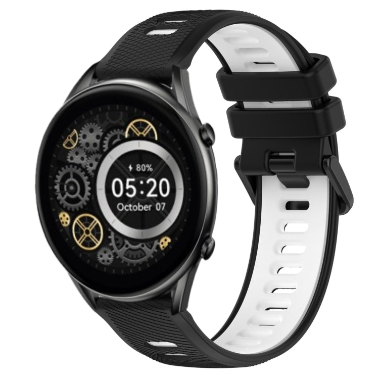 For Xiaomi Haylou RT2 LS10 22mm Sports Two-Color Silicone Watch Band(Black+White) - Smart Wear by PMC TechLife | Online Shopping South Africa | PMC TechLife