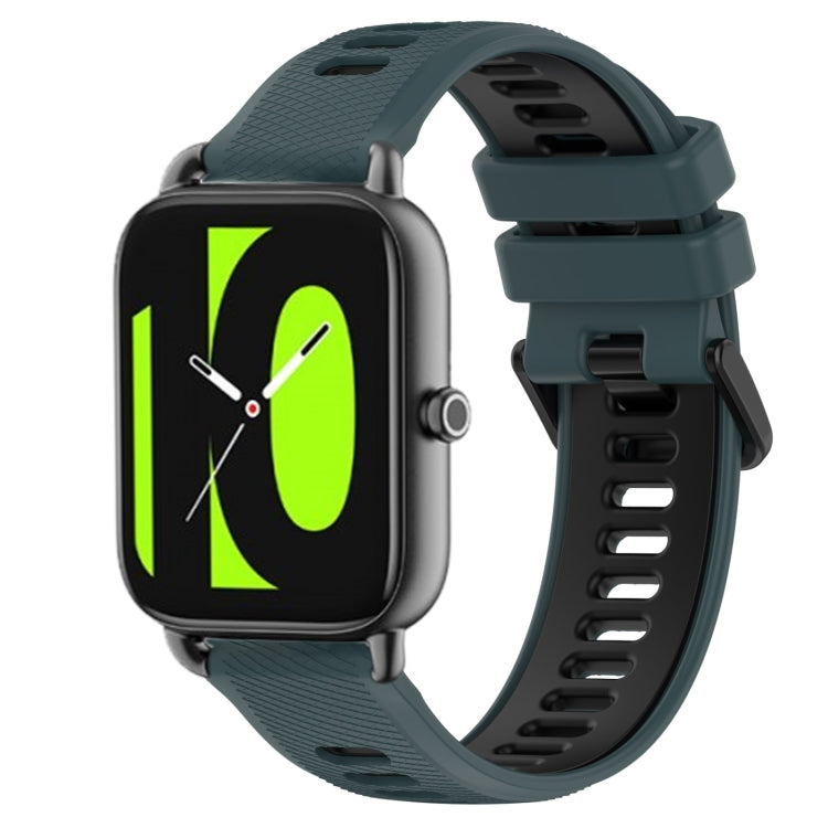 For  Xiaomi Haylou RS4 LS12 22mm Sports Two-Color Silicone Watch Band(Olive Green+Black) - Smart Wear by PMC TechLife | Online Shopping South Africa | PMC TechLife