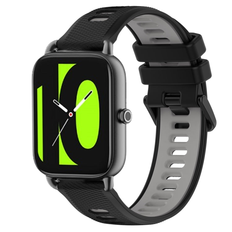 For  Xiaomi Haylou RS4 LS12 22mm Sports Two-Color Silicone Watch Band(Black+Grey) - Smart Wear by PMC TechLife | Online Shopping South Africa | PMC TechLife