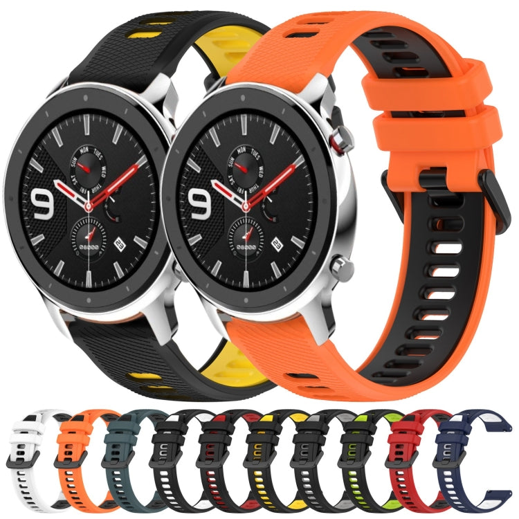 For Amazfit GTR 4 22MM Sports Two-Color Silicone Watch Band(White+Black) - Smart Wear by PMC TechLife | Online Shopping South Africa | PMC TechLife