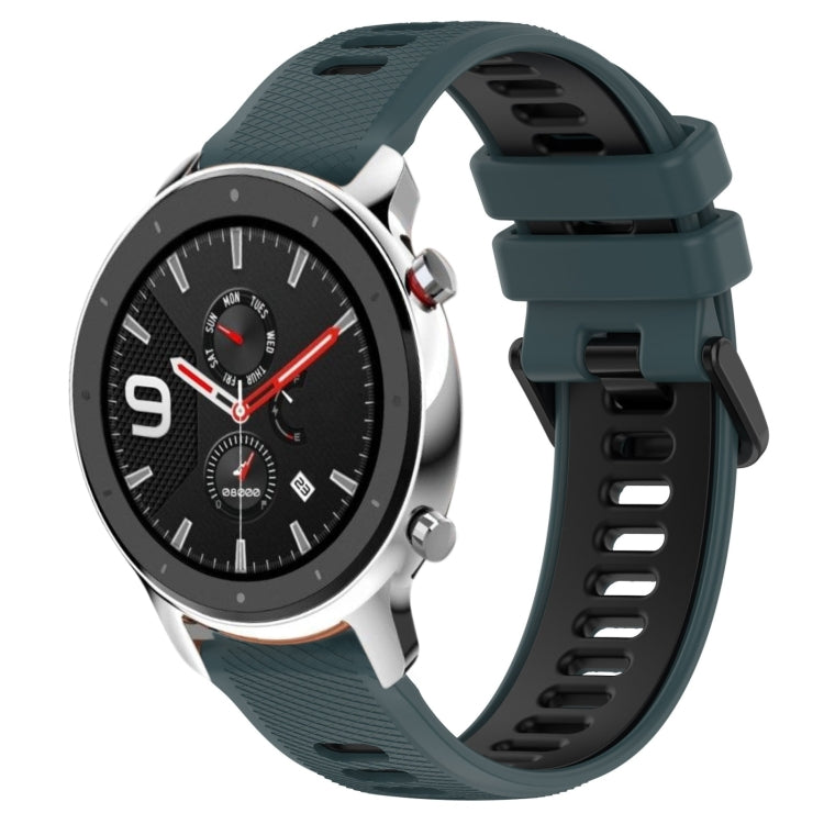 For Amazfit GTR 4 Pro 22MM Sports Two-Color Silicone Watch Band(Olive Green + Black) - Smart Wear by PMC TechLife | Online Shopping South Africa | PMC TechLife