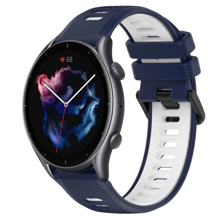 For Amazfit GTR 3 22MM Sports Two-Color Silicone Watch Band(Midnight Blue+White) - Smart Wear by PMC TechLife | Online Shopping South Africa | PMC TechLife