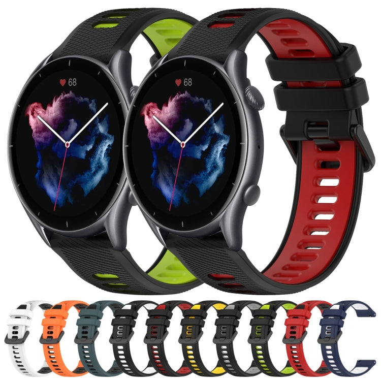 For Amazfit GTR 3 22MM Sports Two-Color Silicone Watch Band(Midnight Blue+White) - Smart Wear by PMC TechLife | Online Shopping South Africa | PMC TechLife