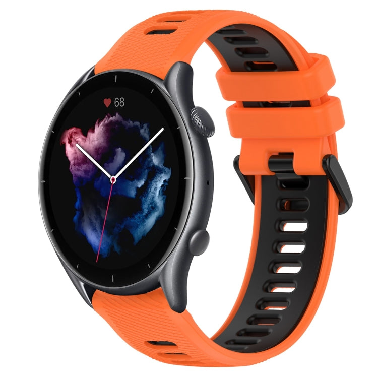 For Amazfit GTR 3 Pro 22MM Sports Two-Color Silicone Watch Band(Orange+Black) - Smart Wear by PMC TechLife | Online Shopping South Africa | PMC TechLife