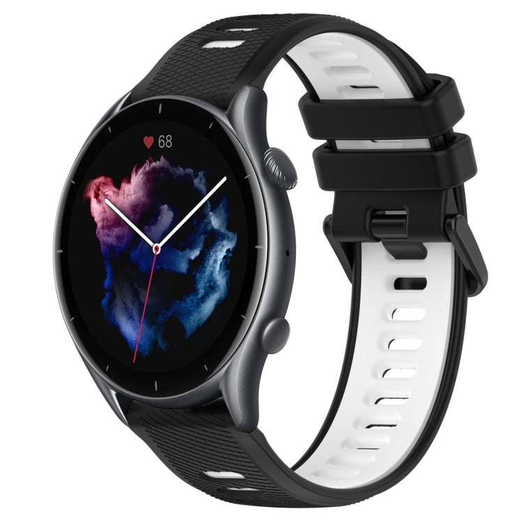 For Amazfit GTR 3 Pro 22MM Sports Two-Color Silicone Watch Band(Black+White) - Smart Wear by PMC TechLife | Online Shopping South Africa | PMC TechLife