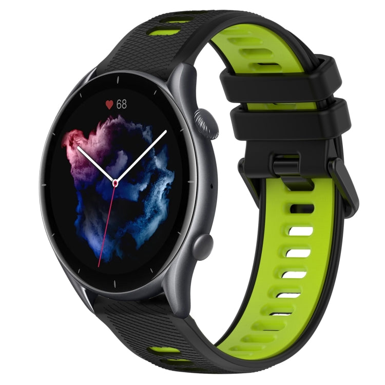 For Amazfit GTR 3 Pro 22MM Sports Two-Color Silicone Watch Band(Black+Green) - Smart Wear by PMC TechLife | Online Shopping South Africa | PMC TechLife