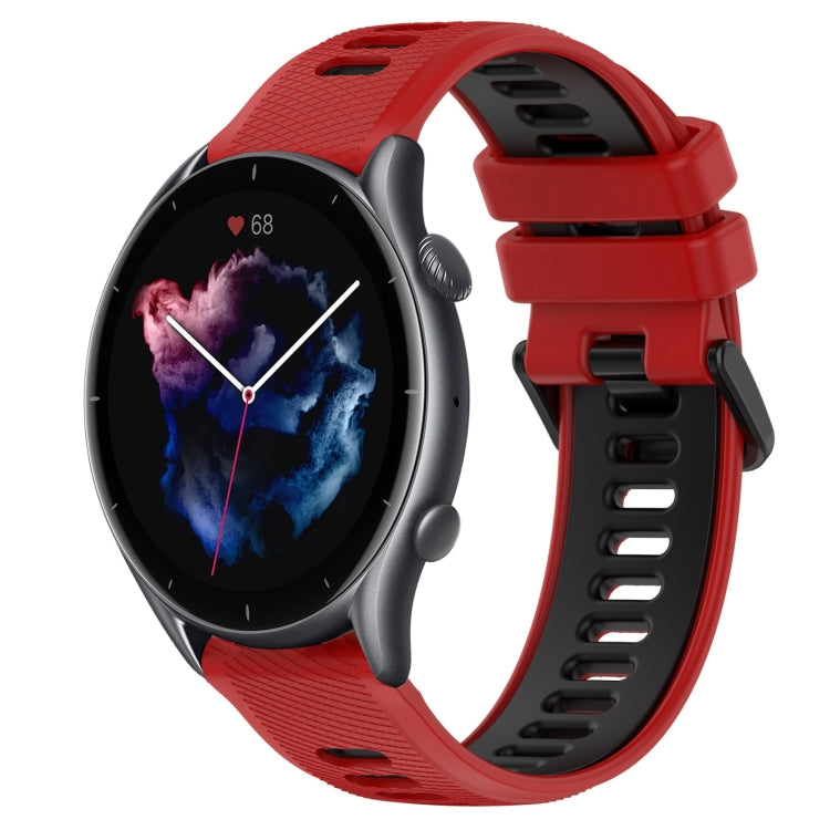 For Amazfit GTR 3 Pro 22MM Sports Two-Color Silicone Watch Band(Red+Black) -  by PMC TechLife | Online Shopping South Africa | PMC TechLife