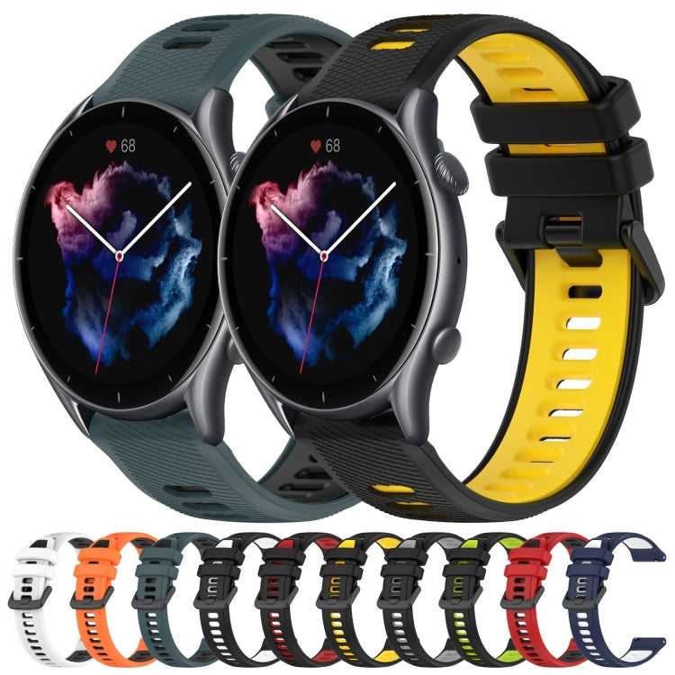 For Amazfit GTR 3 Pro 22MM Sports Two-Color Silicone Watch Band(Black+White) - Smart Wear by PMC TechLife | Online Shopping South Africa | PMC TechLife