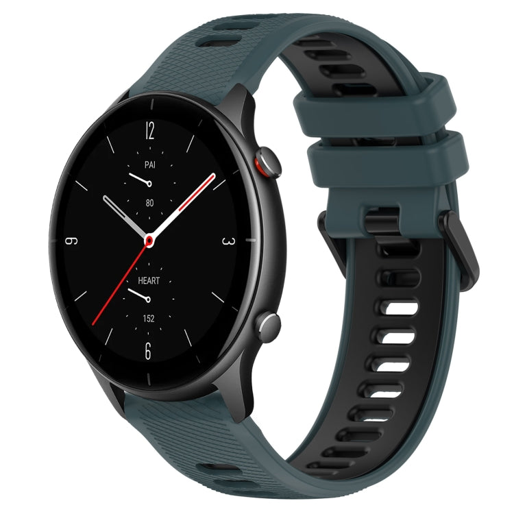 For Amazfit GTR 2e 22MM Sports Two-Color Silicone Watch Band(Olive Green + Black) - Smart Wear by PMC TechLife | Online Shopping South Africa | PMC TechLife