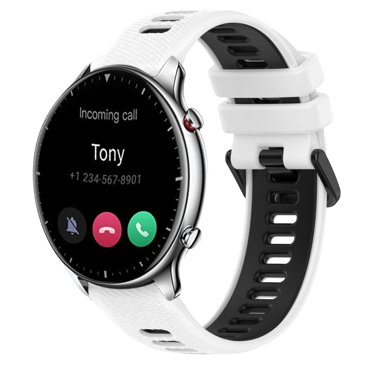 For Amazfit GTR 2 22MM Sports Two-Color Silicone Watch Band(White+Black) - Smart Wear by PMC TechLife | Online Shopping South Africa | PMC TechLife