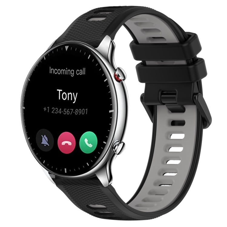 For Amazfit GTR 2 22MM Sports Two-Color Silicone Watch Band(Black+Grey) - Smart Wear by PMC TechLife | Online Shopping South Africa | PMC TechLife