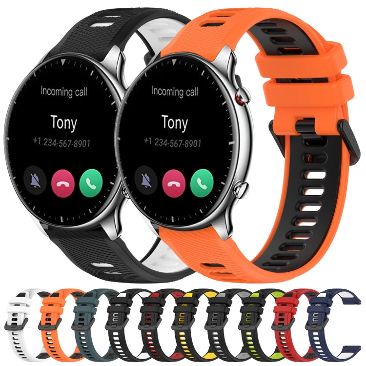 For Amazfit GTR 2 22MM Sports Two-Color Silicone Watch Band(Black+Grey) - Smart Wear by PMC TechLife | Online Shopping South Africa | PMC TechLife