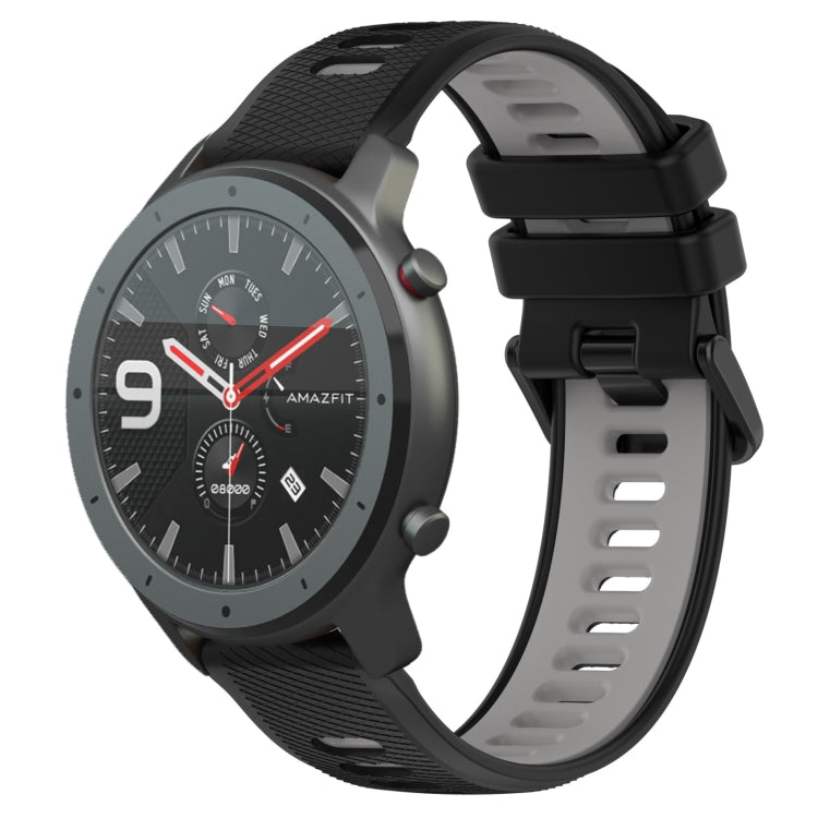 For Amazfit GTR 47mm 22MM Sports Two-Color Silicone Watch Band(Black+Grey) -  by PMC TechLife | Online Shopping South Africa | PMC TechLife