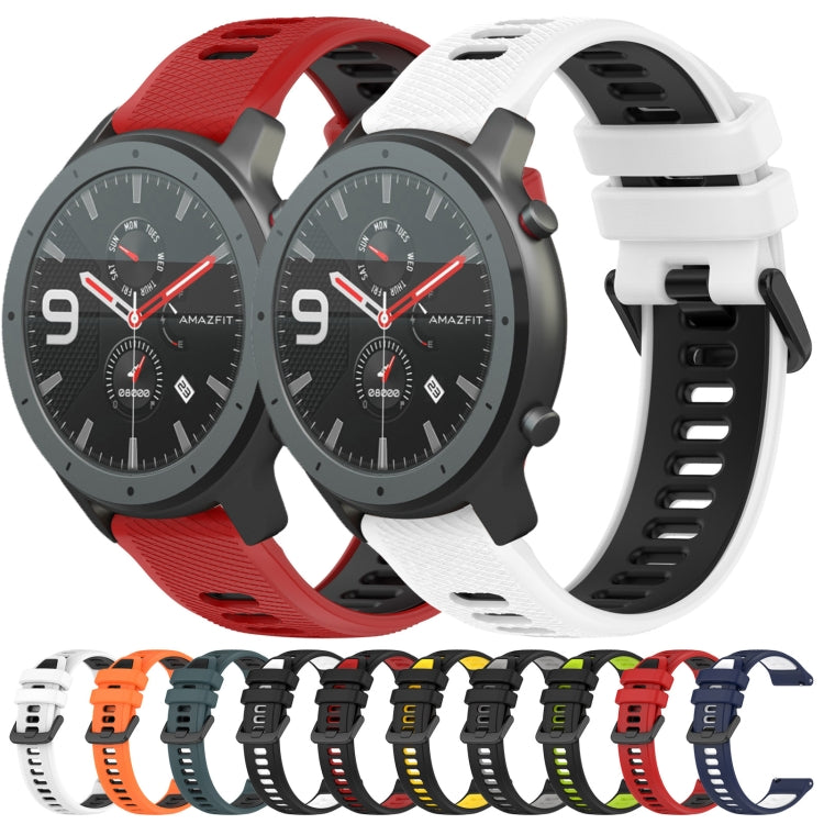 For Amazfit GTR 47mm 22MM Sports Two-Color Silicone Watch Band(Midnight Blue+White) - Smart Wear by PMC TechLife | Online Shopping South Africa | PMC TechLife